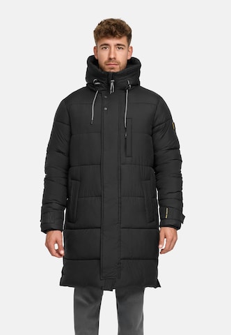 INDICODE JEANS Winter Coat 'Studs' in Black: front