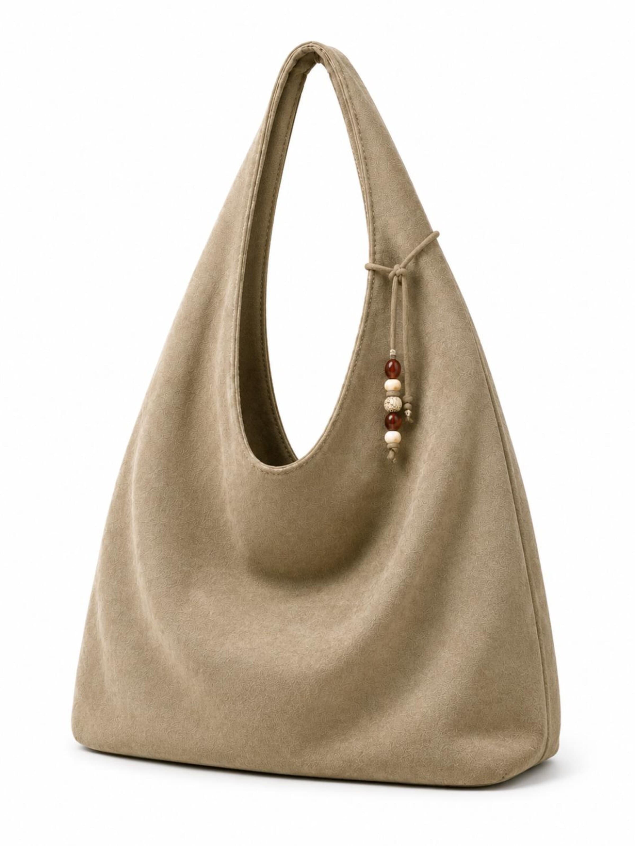 HNK Schultertasche 'Hobo-Tasche Taupe'‌‌‌‌‌‌‌‌ in Grau: Vorderseite