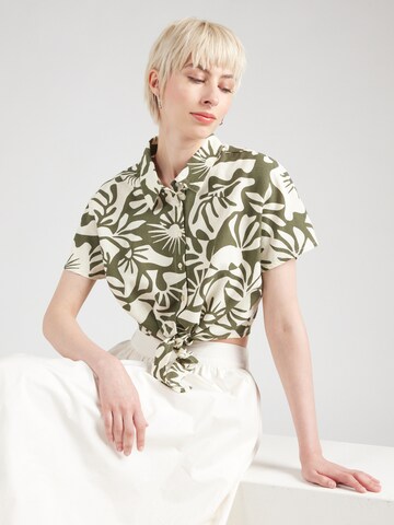 ONLY Blouse 'ONLJAKIRI LINEN' in Groen: voorkant