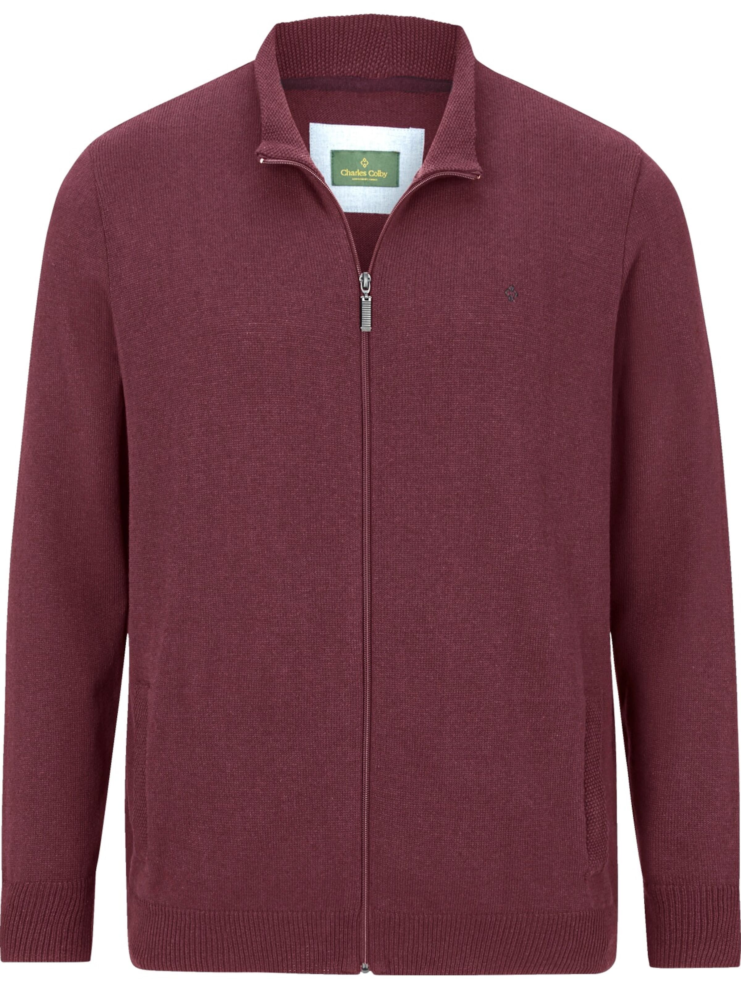 Charles Colby Strickjacke 'Earl Thomas' in Rot: Vorderseite