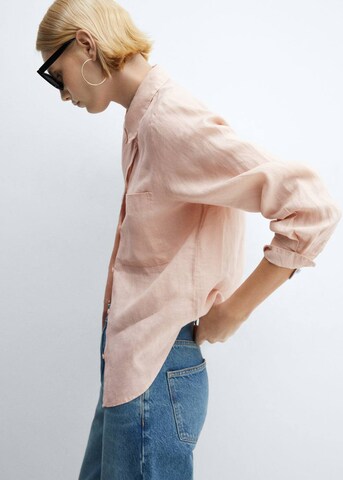 MANGO Blouse 'Lino' in Roze