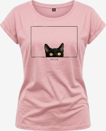 MAKAYA Shirt 'Cat Frame' in Pink: front