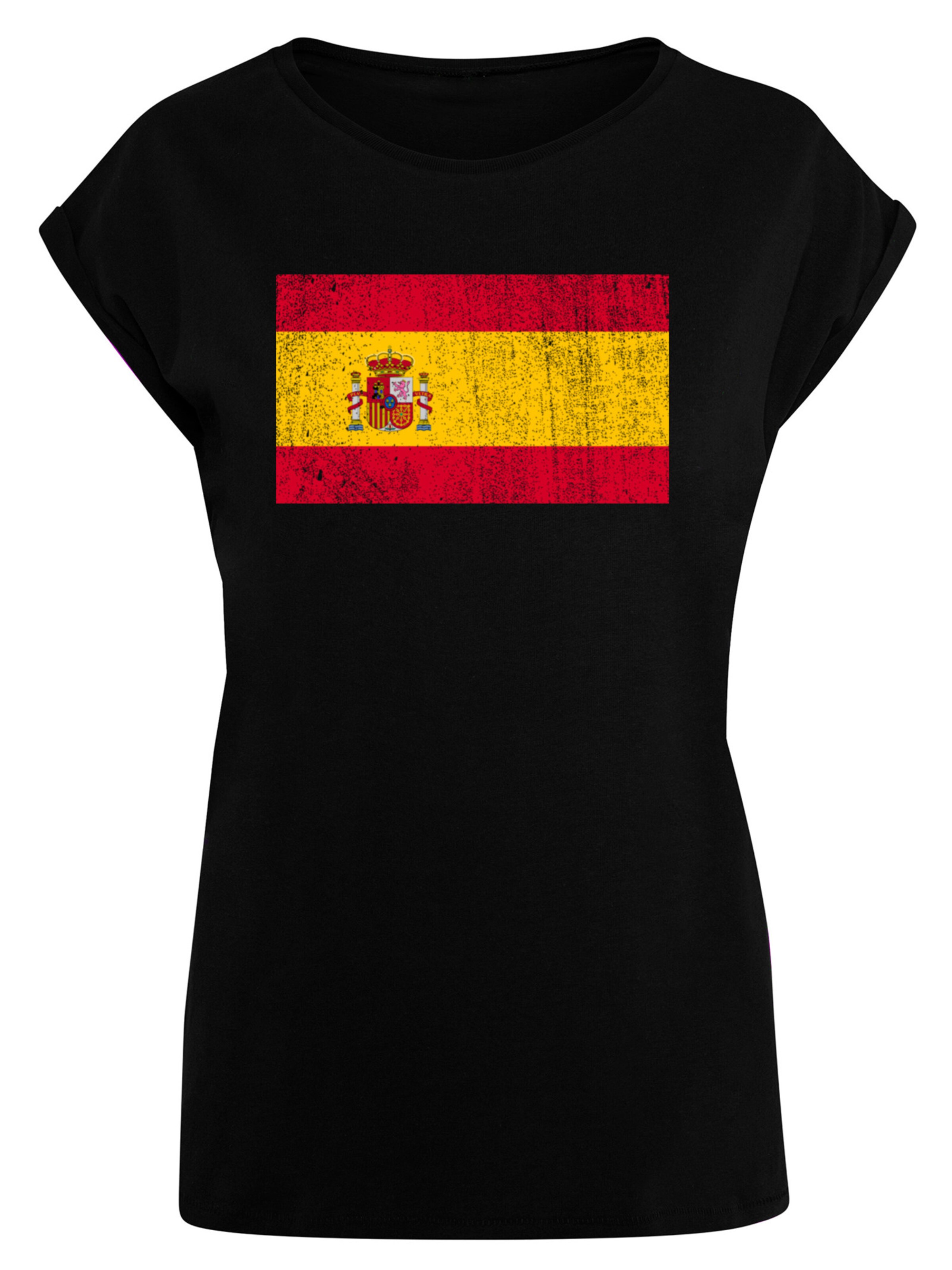 F4NT4STIC Shirt 'Spain Spanien Flagge' in Zwart: voorkant