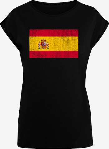 F4NT4STIC Shirt 'Spain Spanien Flagge' in Zwart: voorkant
