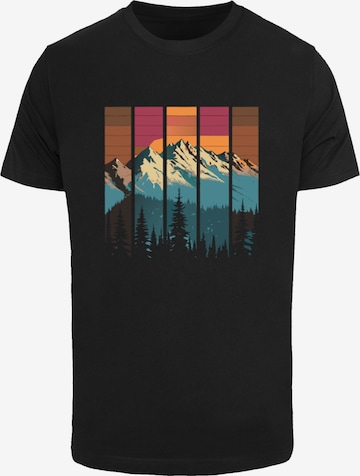 T-Shirt 'Berg Sonnenuntergang Retro' F4NT4STIC en noir : devant