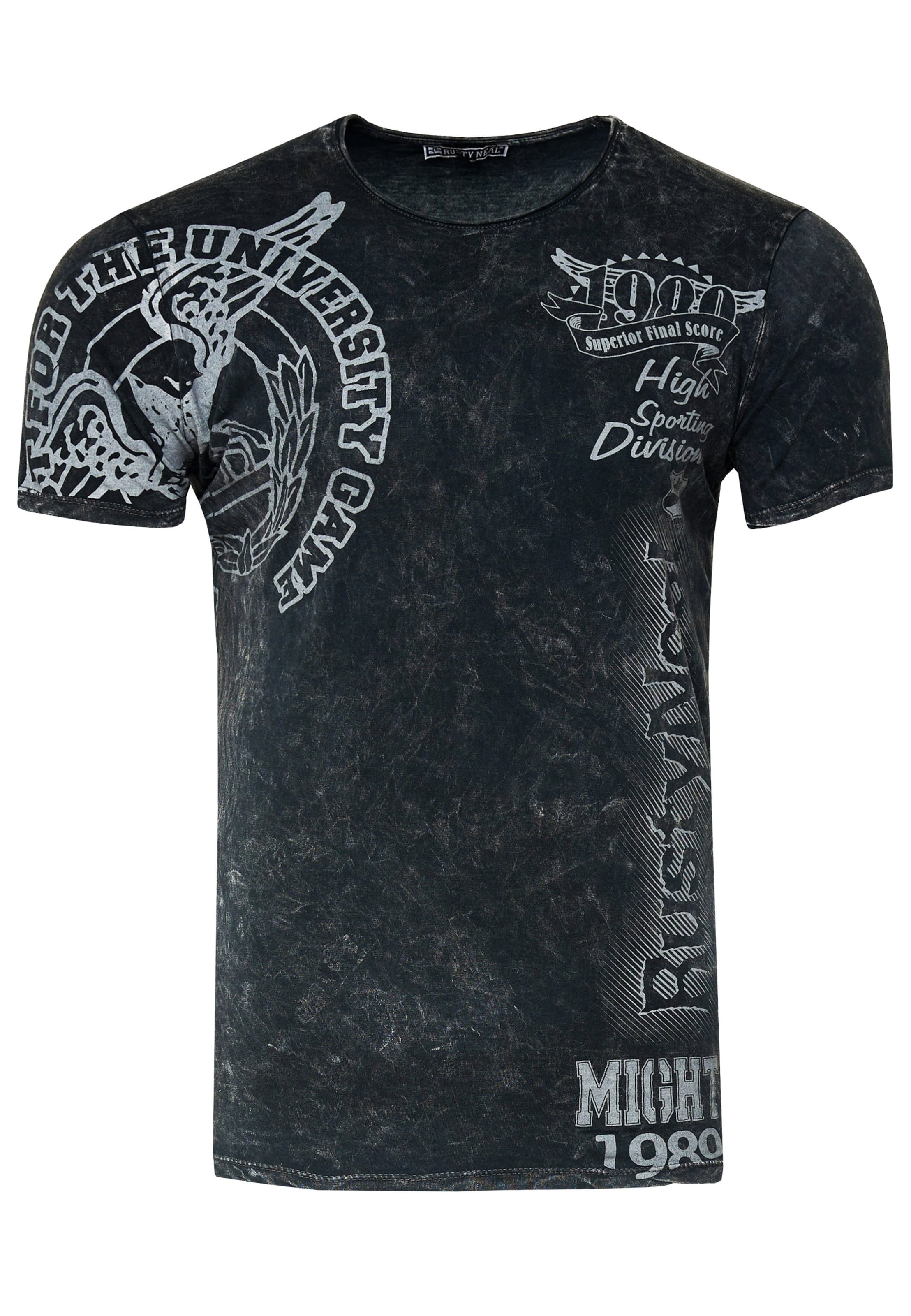 Rusty Neal T-Shirt mit coolem Print in Grau: Vorderseite