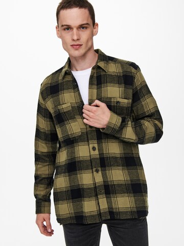Only & Sons Regular fit Button Up Shirt 'Nadal' in Green