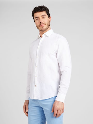 BOSS Black Regular fit Button Up Shirt in White: front
