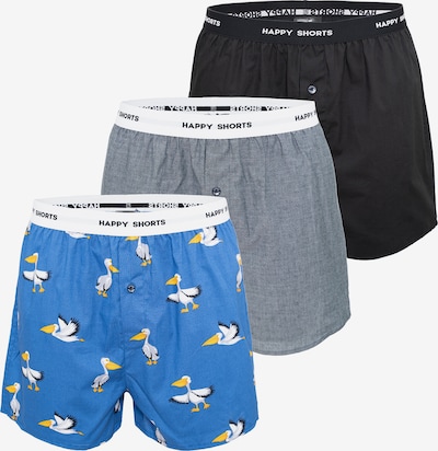 Happy Shorts Boxershorts in de kleur Blauw / Grijs gemêleerd / Zwart / Wit, Productweergave