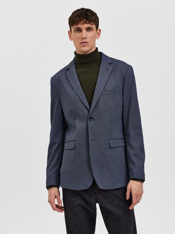 Coupe regular Veste de costume 'OLIVER' SELECTED HOMME en bleu : devant