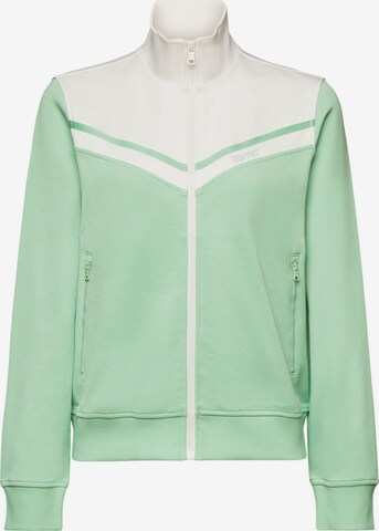 ESPRIT Athletic Zip-Up Hoodie in Green: front