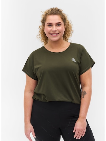 Active by Zizzi Functioneel shirt 'ABASIC' in Groen: voorkant