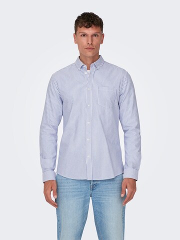 Only & Sons Regular fit Button Up Shirt 'Alvaro' in Blue: front