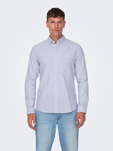 Only & Sons - Regular Fit Camisa 'Alvaro' em azul: frente