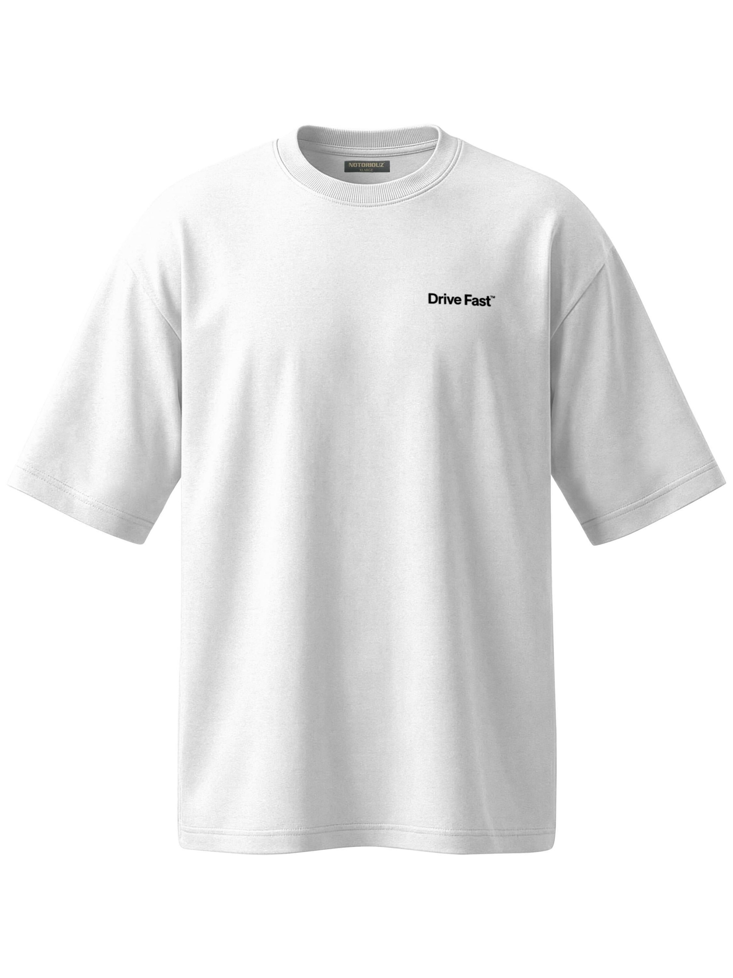 DriveFastDieYoung Shirt 'Strafzettel' in White: front