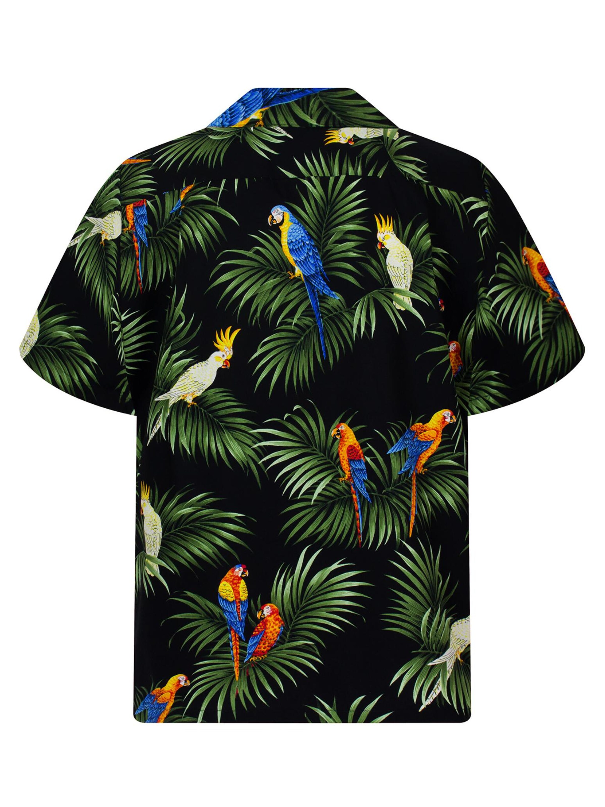 KY's Regular Fit Hemd 'Kakadu Allover' in Schwarz