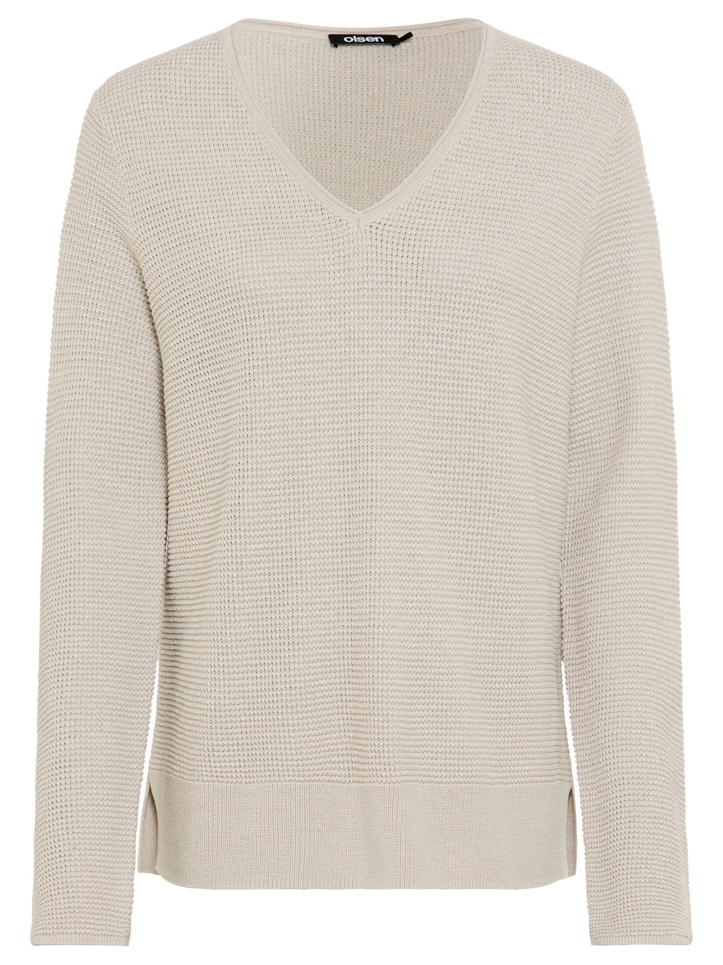 Olsen Pullover gerade Passform, kleine Seitenschlitze für mehr Bewegungsfreiheit in Beige: Vorderseite