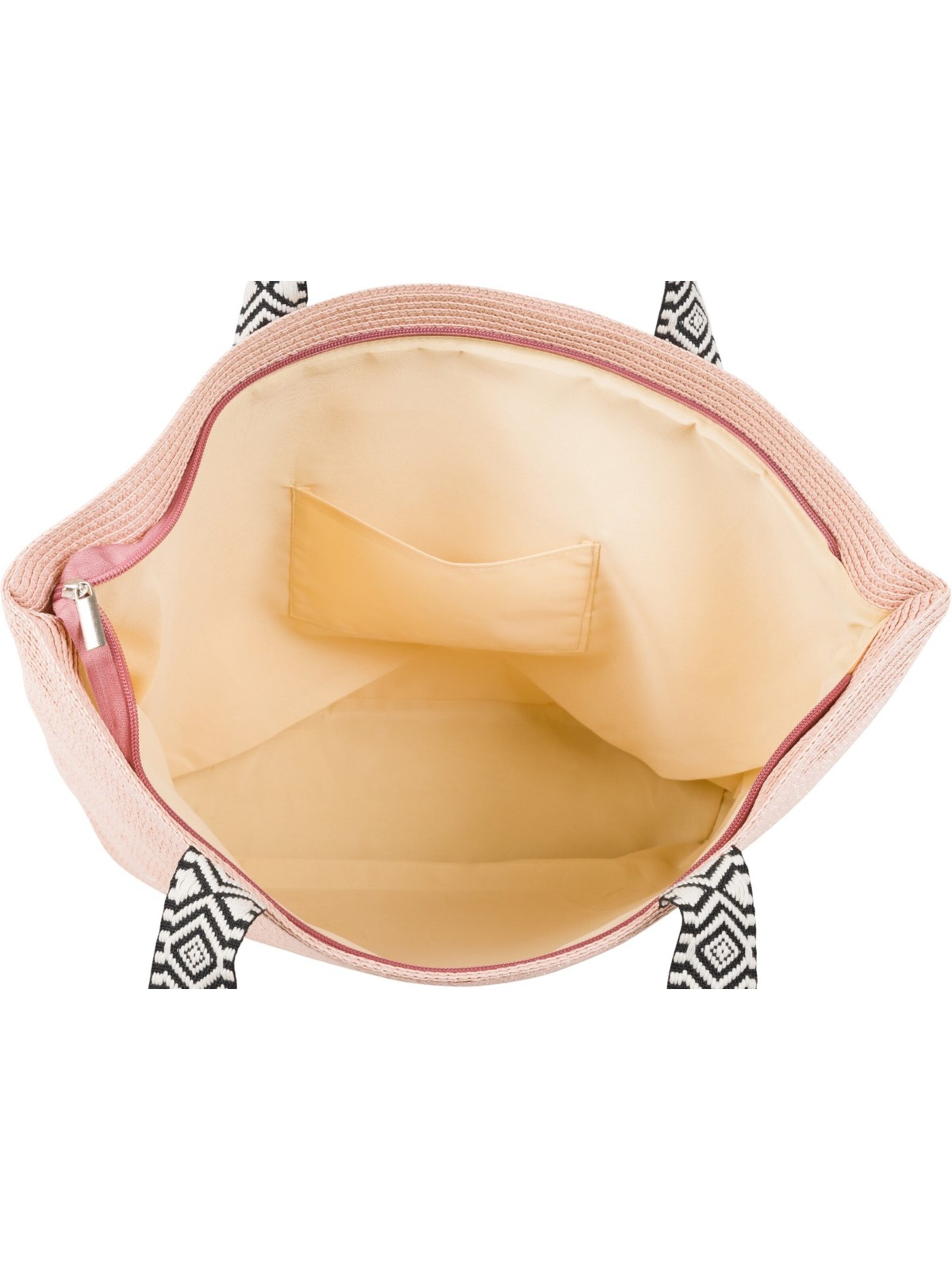 styleBREAKER Beach bag 'Papierstroh Strandtasche Azteken Muster' in Pink