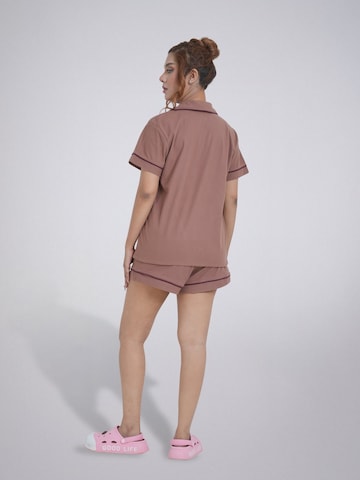 LEAFLETIC Pajama pants 'Leafletic Women’s Night Wear Short Set' in Brown