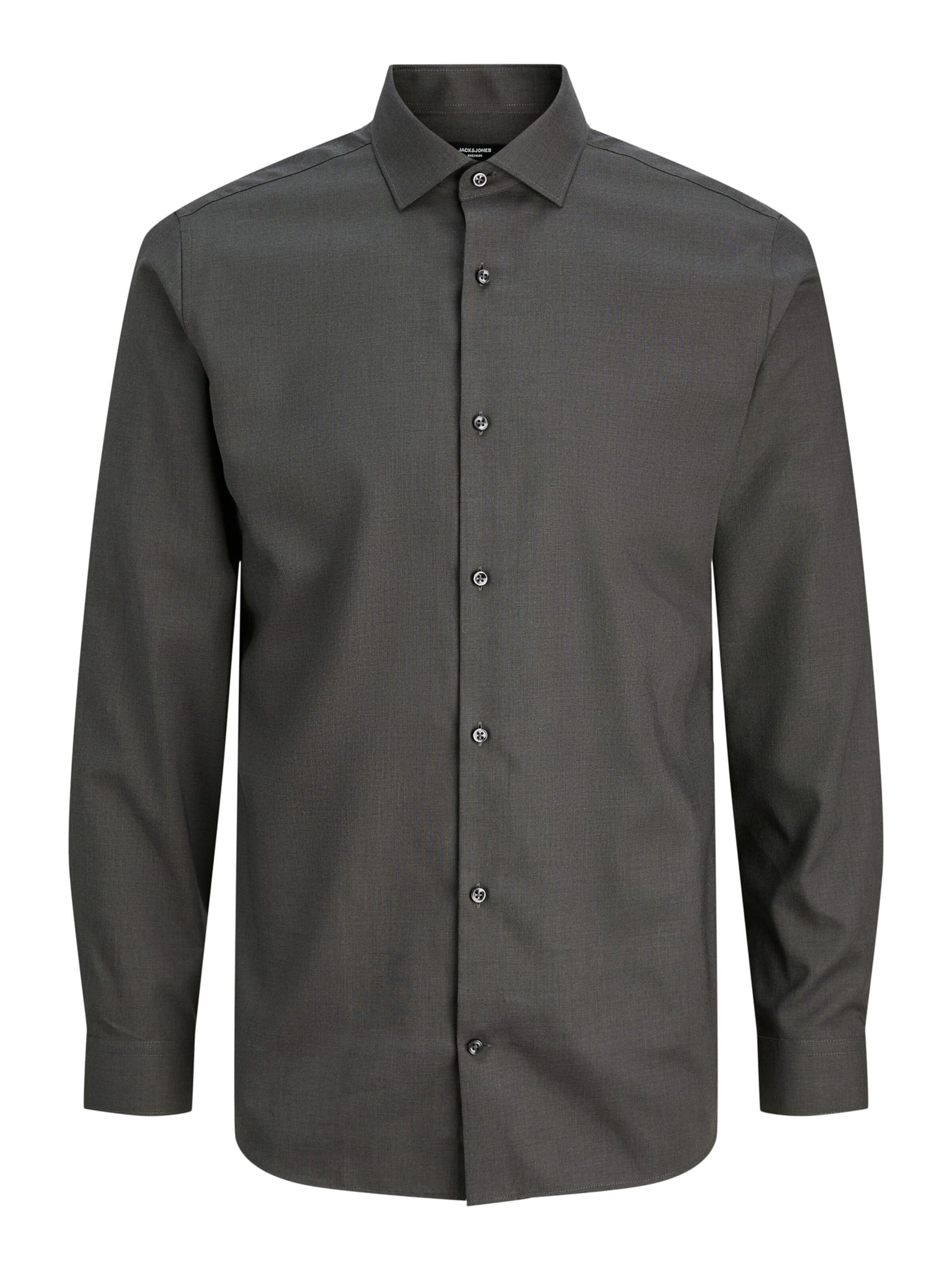 JACK & JONES Comfort fit Button Up Shirt 'Blaparker' in Grey: front