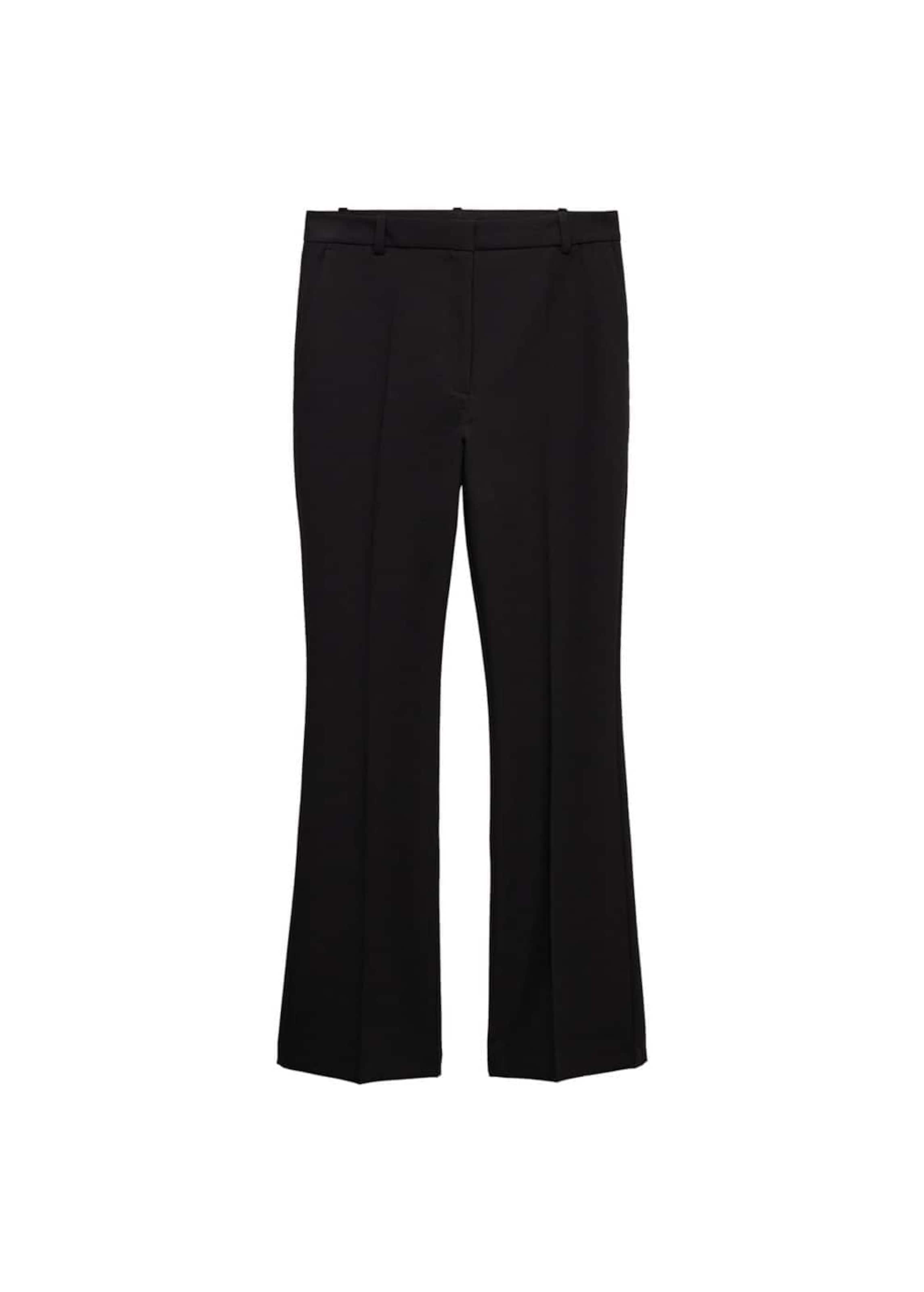 MANGO Rozkloszowany krój Spodnie w kant 'Lisa' w kolorze czarny: przód