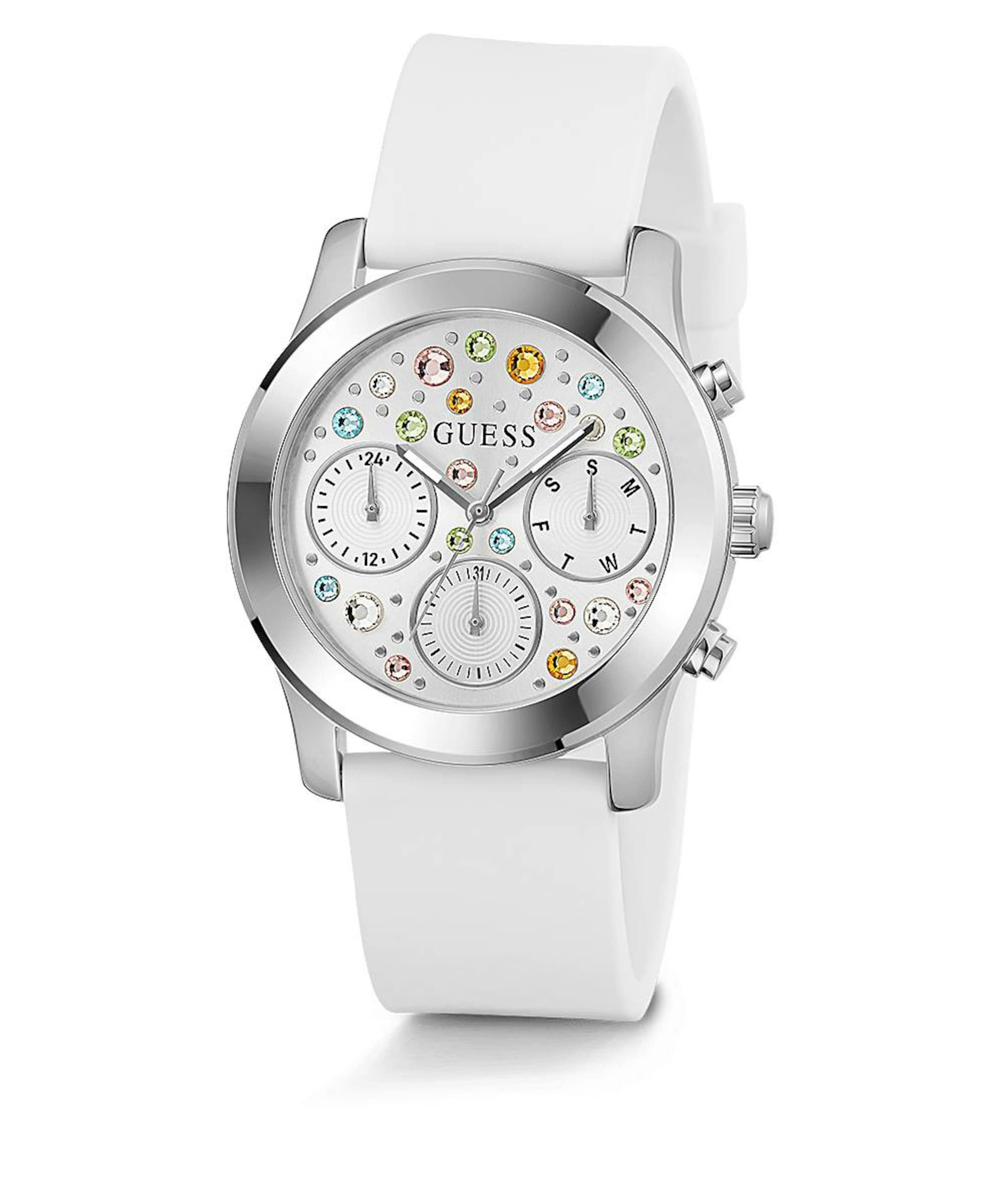 Montre à affichage analogique GUESS en blanc