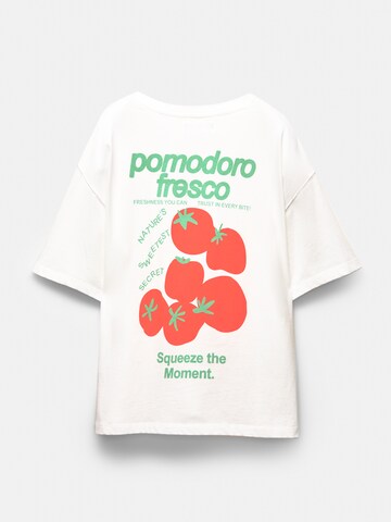 Pull&Bear Skjorte 'TOMATOES' i hvit