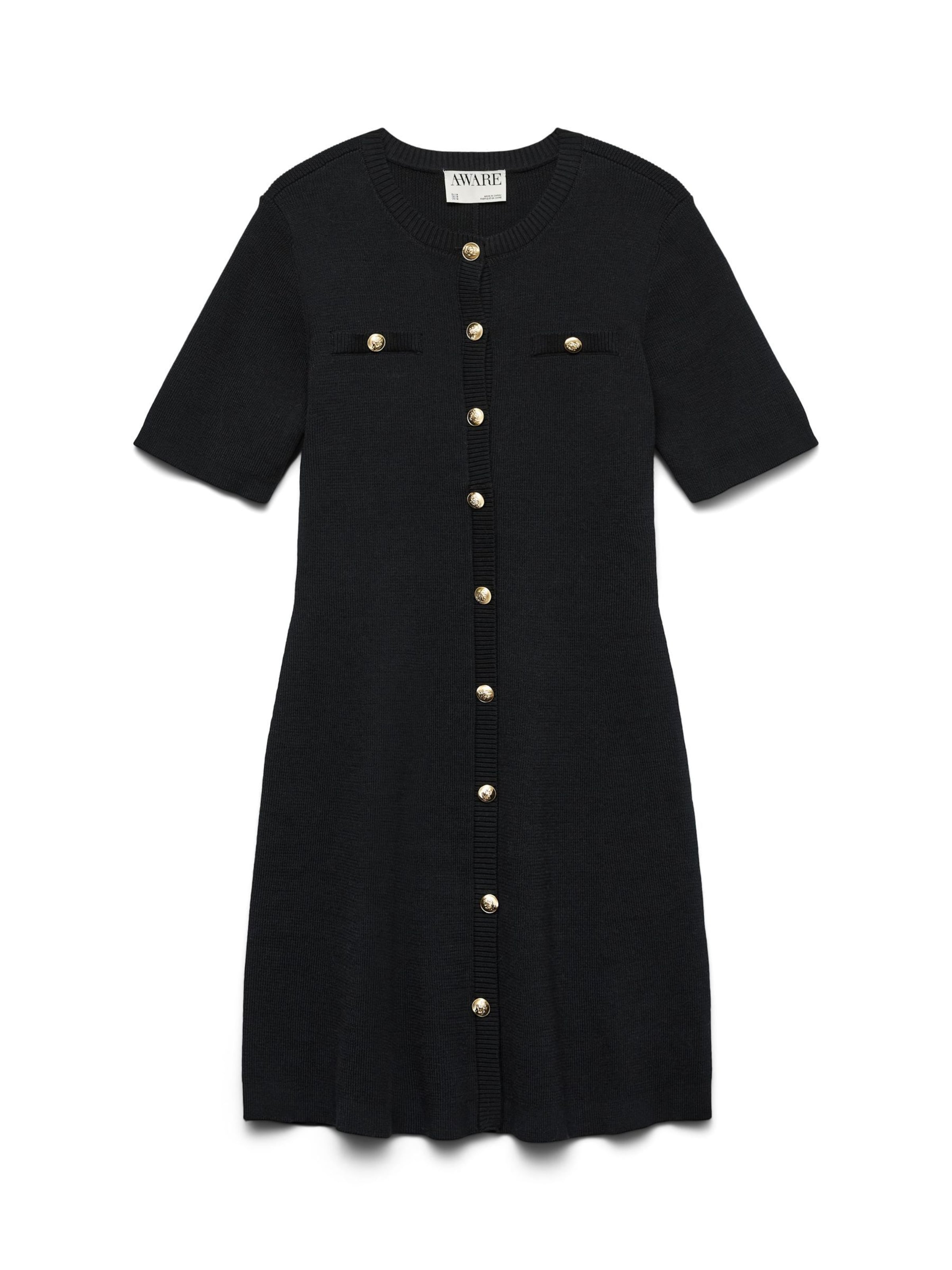 VERO MODA - Vestido de punto en negro: frente