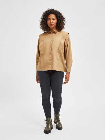 Selected Femme Curve Blouse in Brown