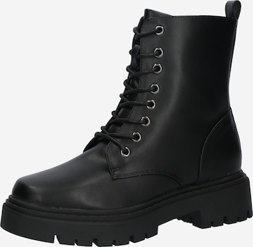 Ghete cu șireturi 'Delia' de la ABOUT YOU pe negru: față