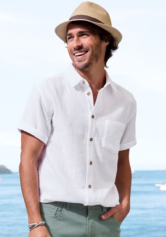 BEACH TIME Regular fit Button Up Shirt in White