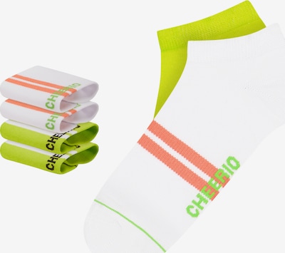 CHEERIO* Chaussettes 'Sneaker Pal' en vert clair / orange / blanc, Vue avec produit