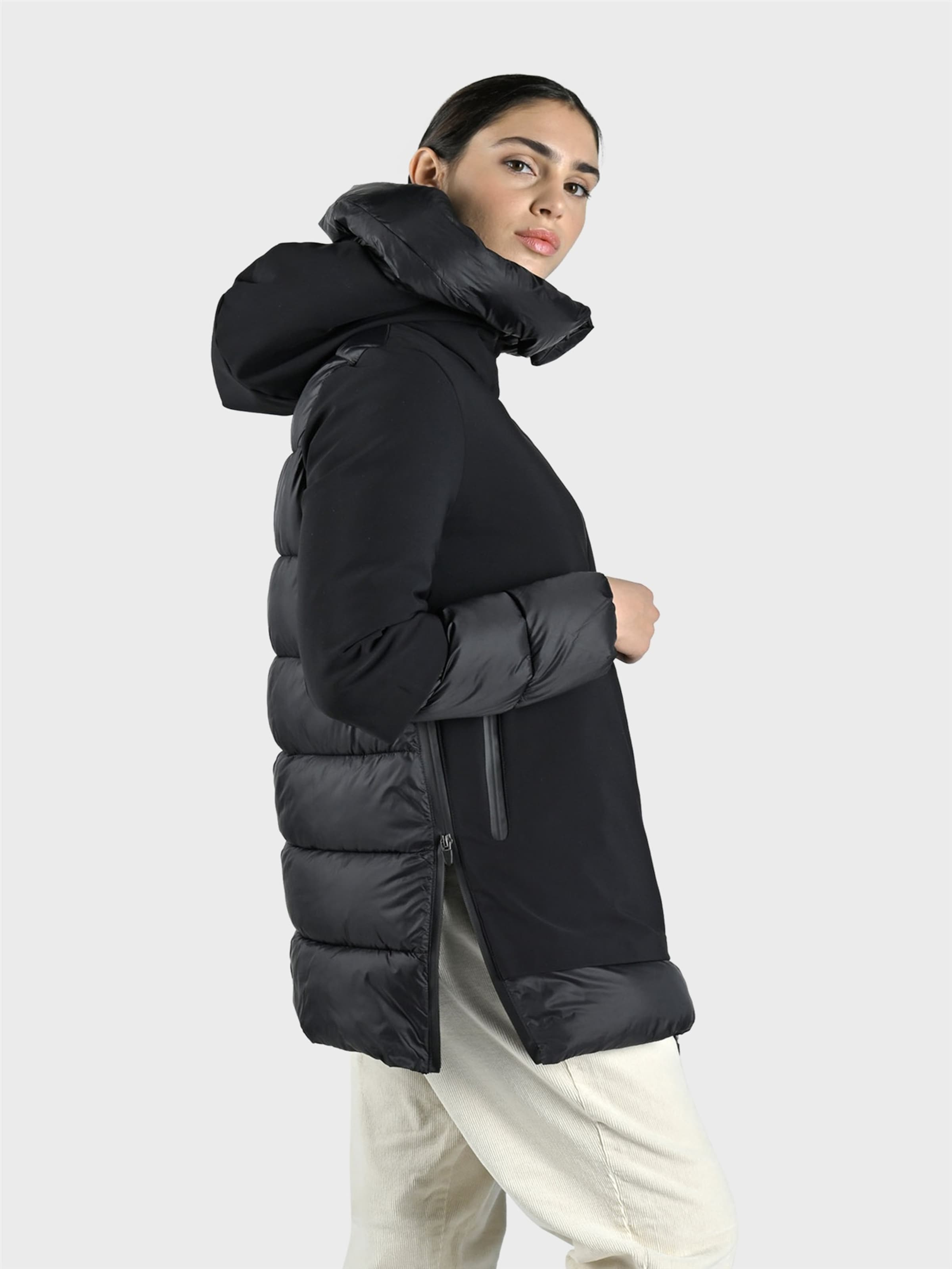 Canadian Classics Tussenparka ' BECANCOUR MID ' in Zwart: voorkant