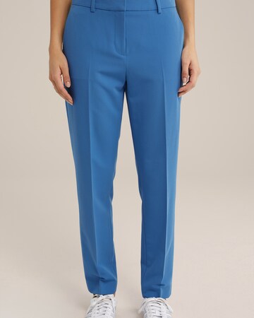 WE Fashion Slim fit Trousers with creases in Blue: front