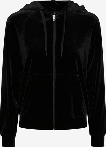 PIECES Zip-Up Hoodie 'LUNA' in Black: front