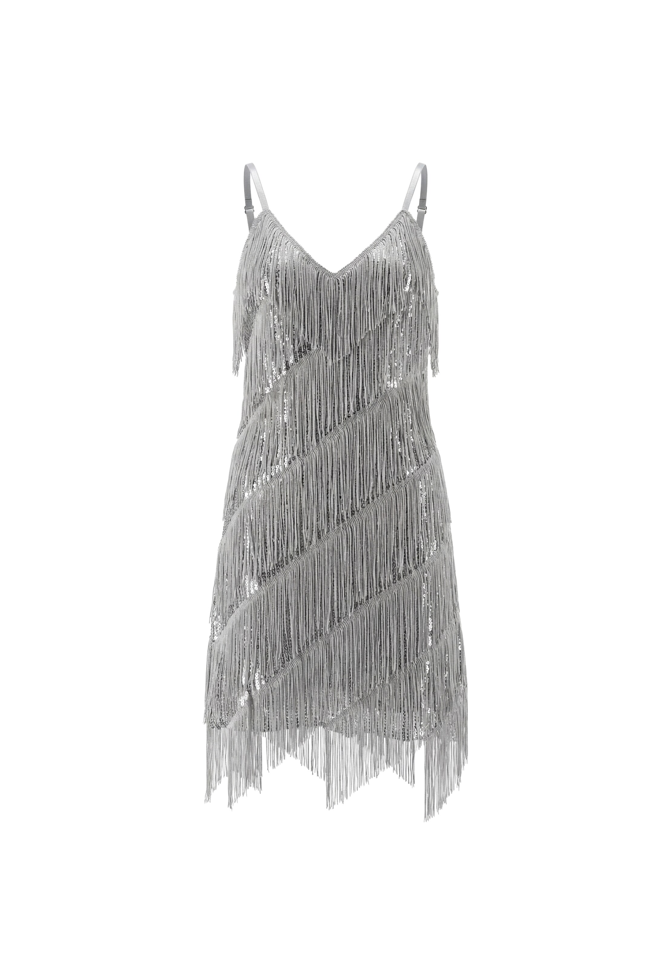 Robe de cocktail faina en argent : devant