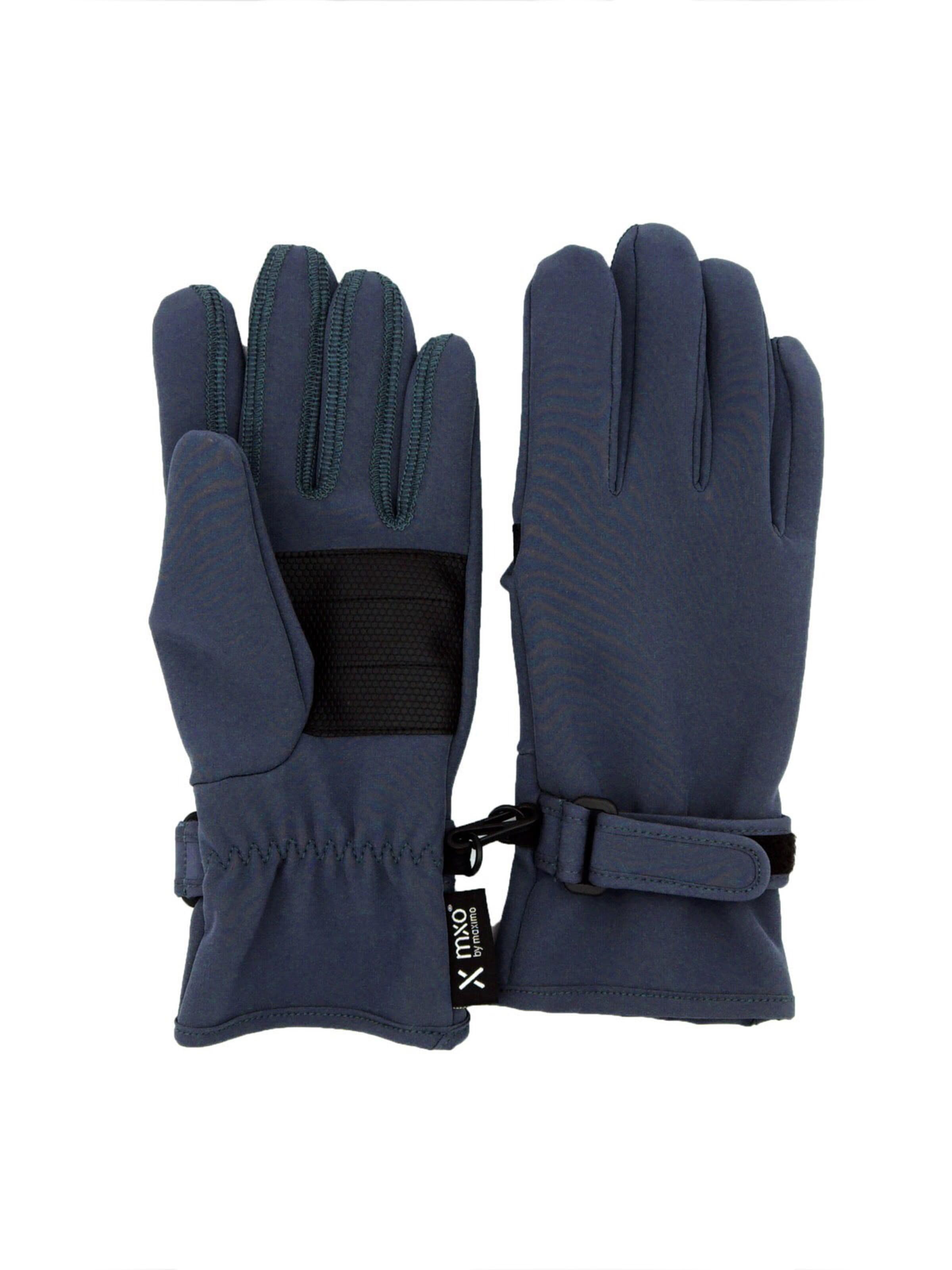 MAXIMO Gloves 'KIDS-Fingerhandschuhe Softshell, Klettriegel, Ökotex' in Blue: front