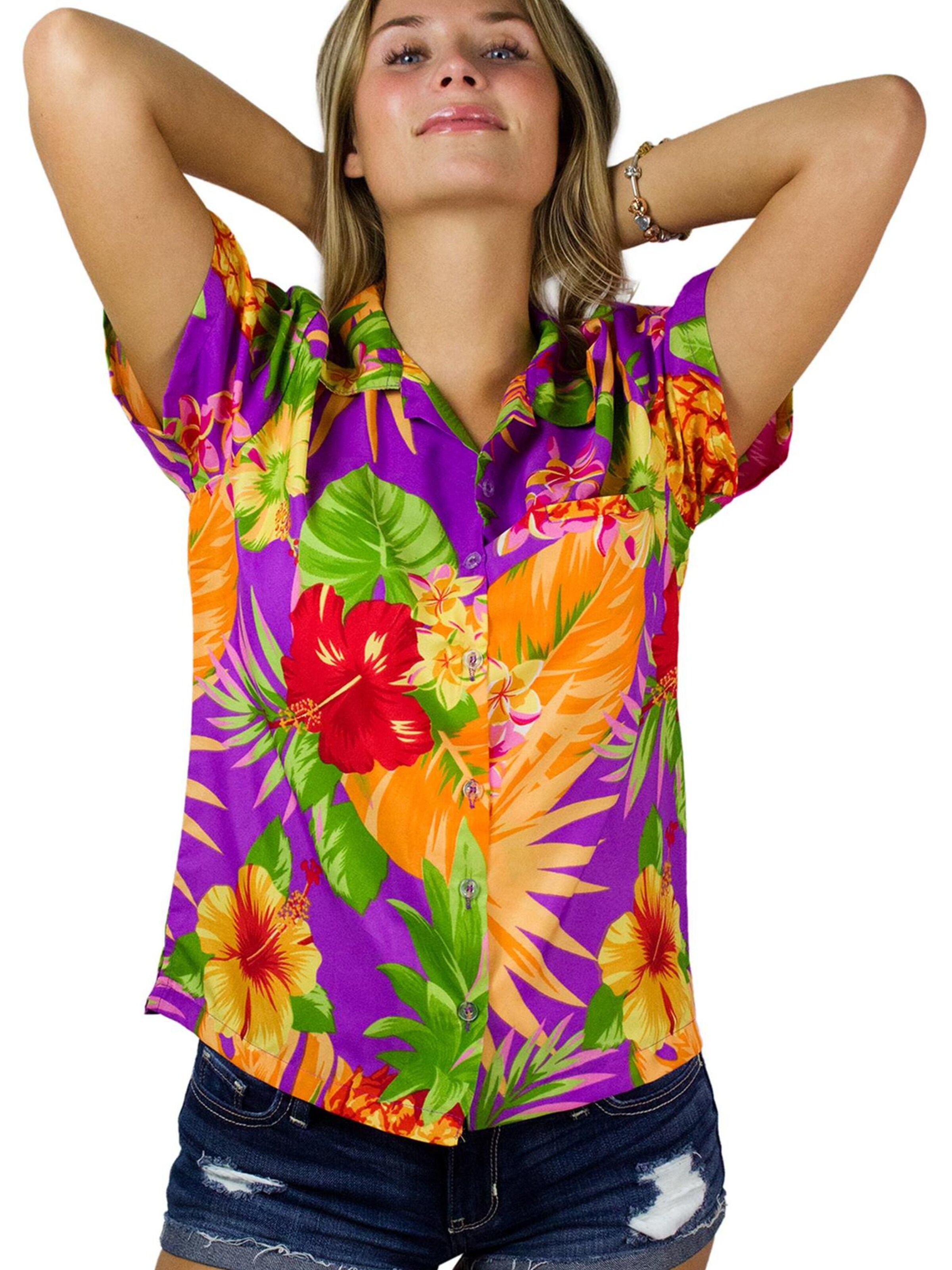 King Kameha Bluse 'Pineapple'‌‌‌ in Lila