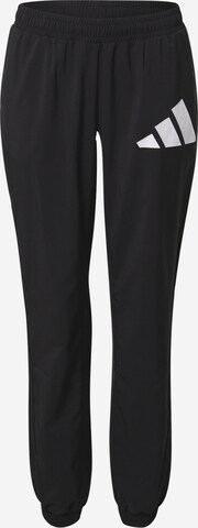 ADIDAS PERFORMANCE Tapered Workout Pants in Black: front