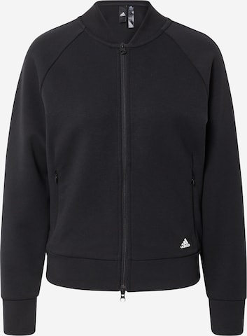 Bluză cu fermoar sport de la ADIDAS SPORTSWEAR pe negru: față