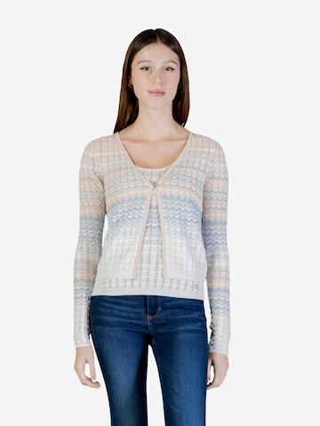 GUESS Knit cardigan 'LS ROSALYN COVER SHOULDER SWTR W6GR07 Z0588' in Beige: front