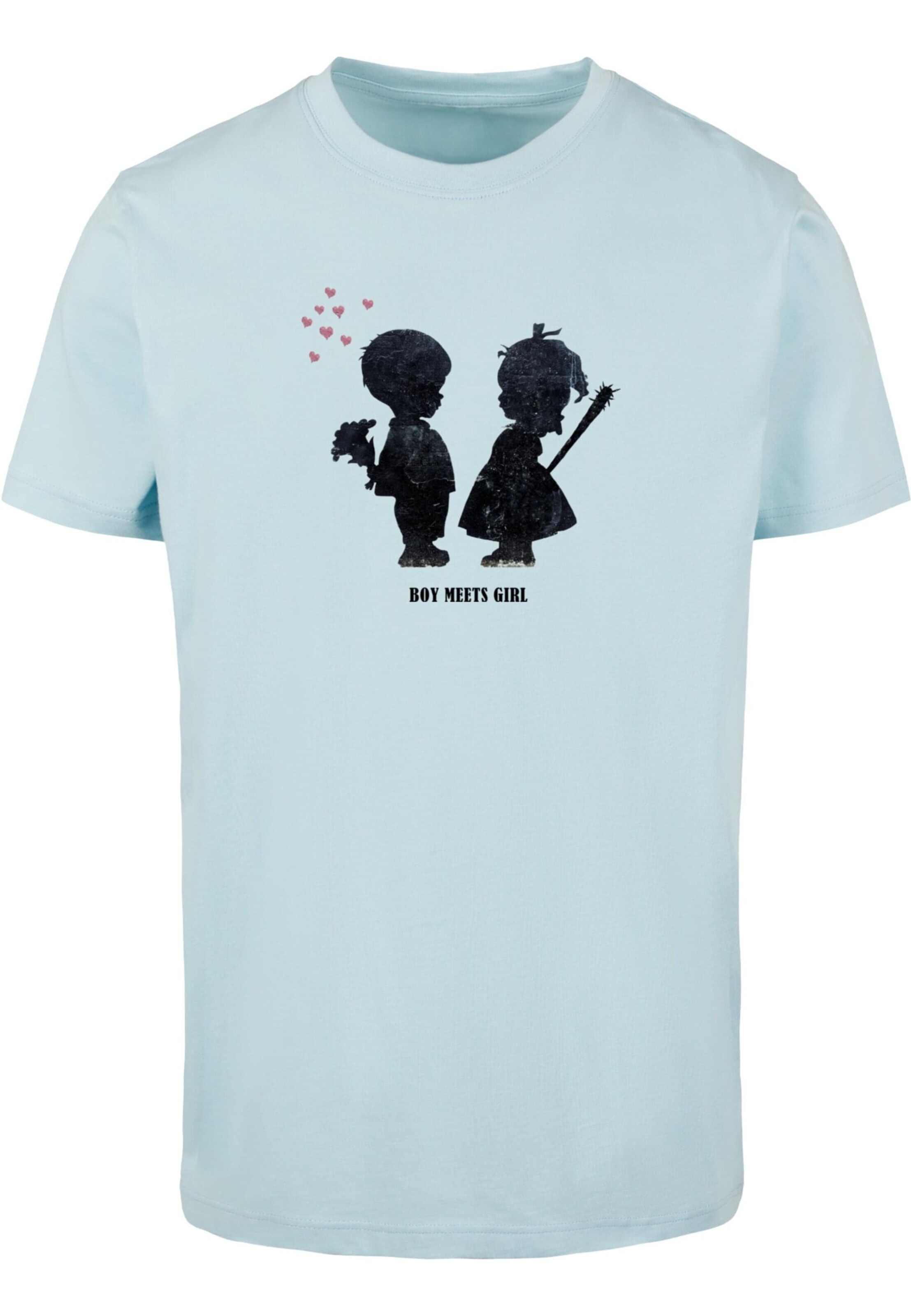 Maglietta 'Banksy - Boy Meets Girl' di Merchcode in blu: frontale