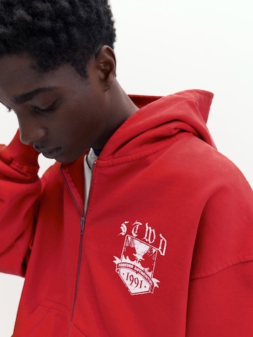Pull&Bear Sweat jacket 'STWD' in Red