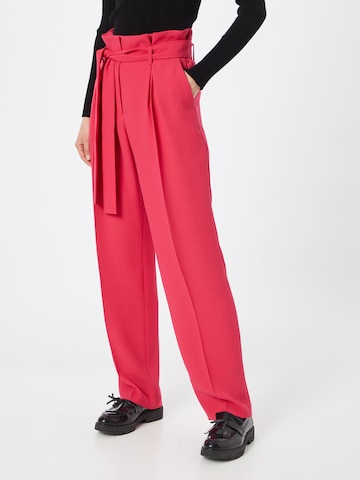 HUGO Regular Trousers with creases 'Hobana' in Pink: front
