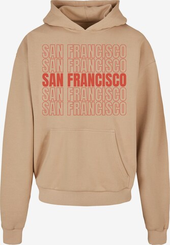 Merchcode Sweatshirt 'San Francisco' in Beige: voorkant