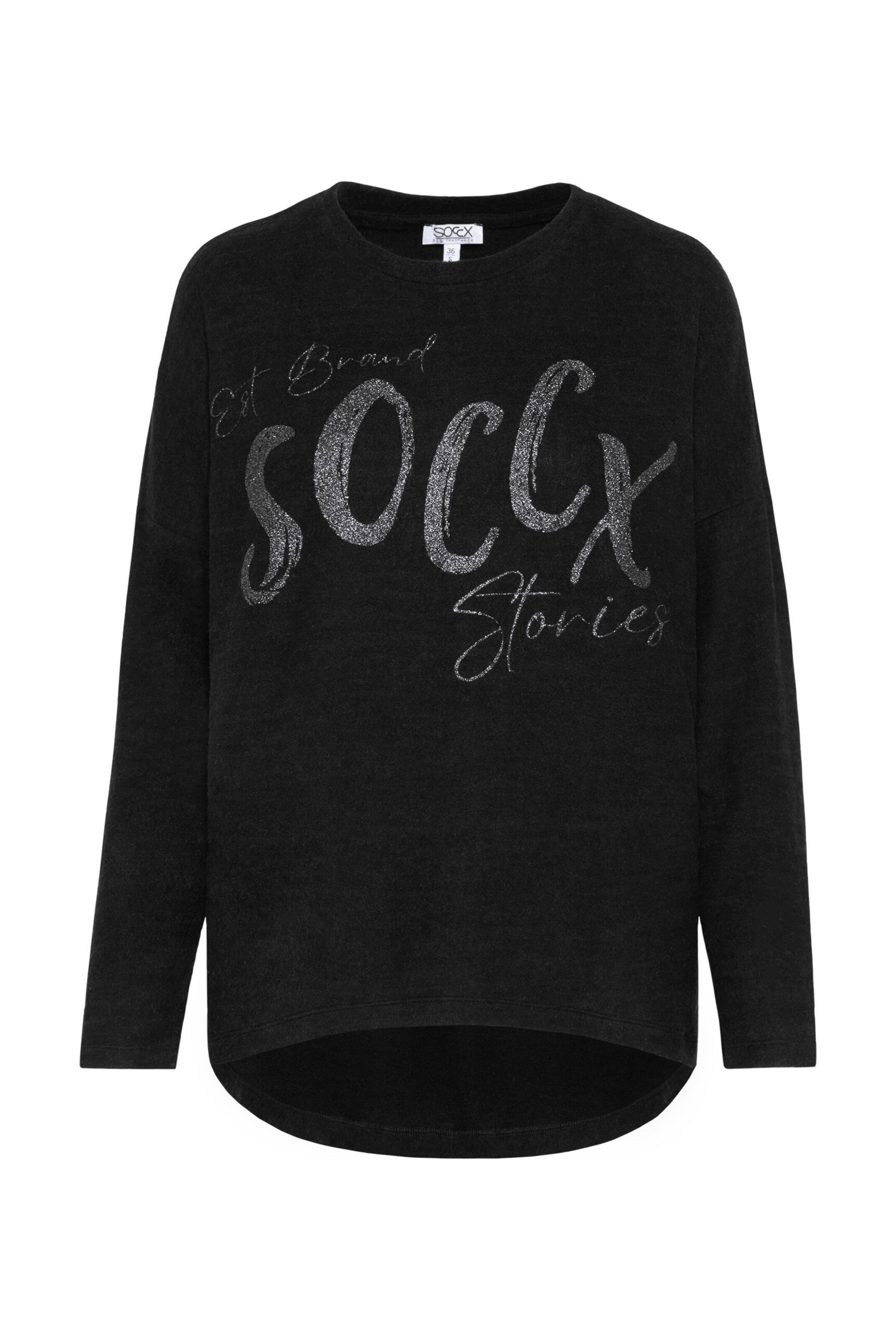 Soccx Oversized Pullover aus Flauschstrick in Schwarz: Vorderseite
