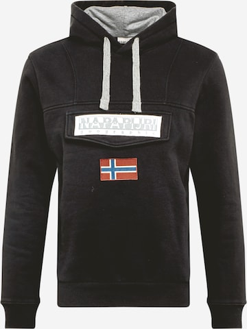 NAPAPIJRI Sweatshirt 'Burgee Win' in Zwart: voorkant