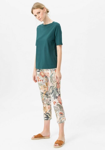 Green Cotton Regular Pants in Beige