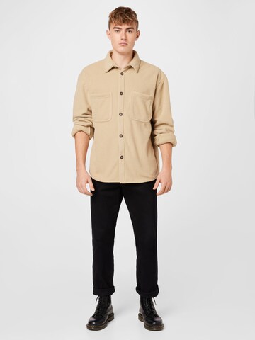 WEEKDAY Comfort fit Button Up Shirt in Beige