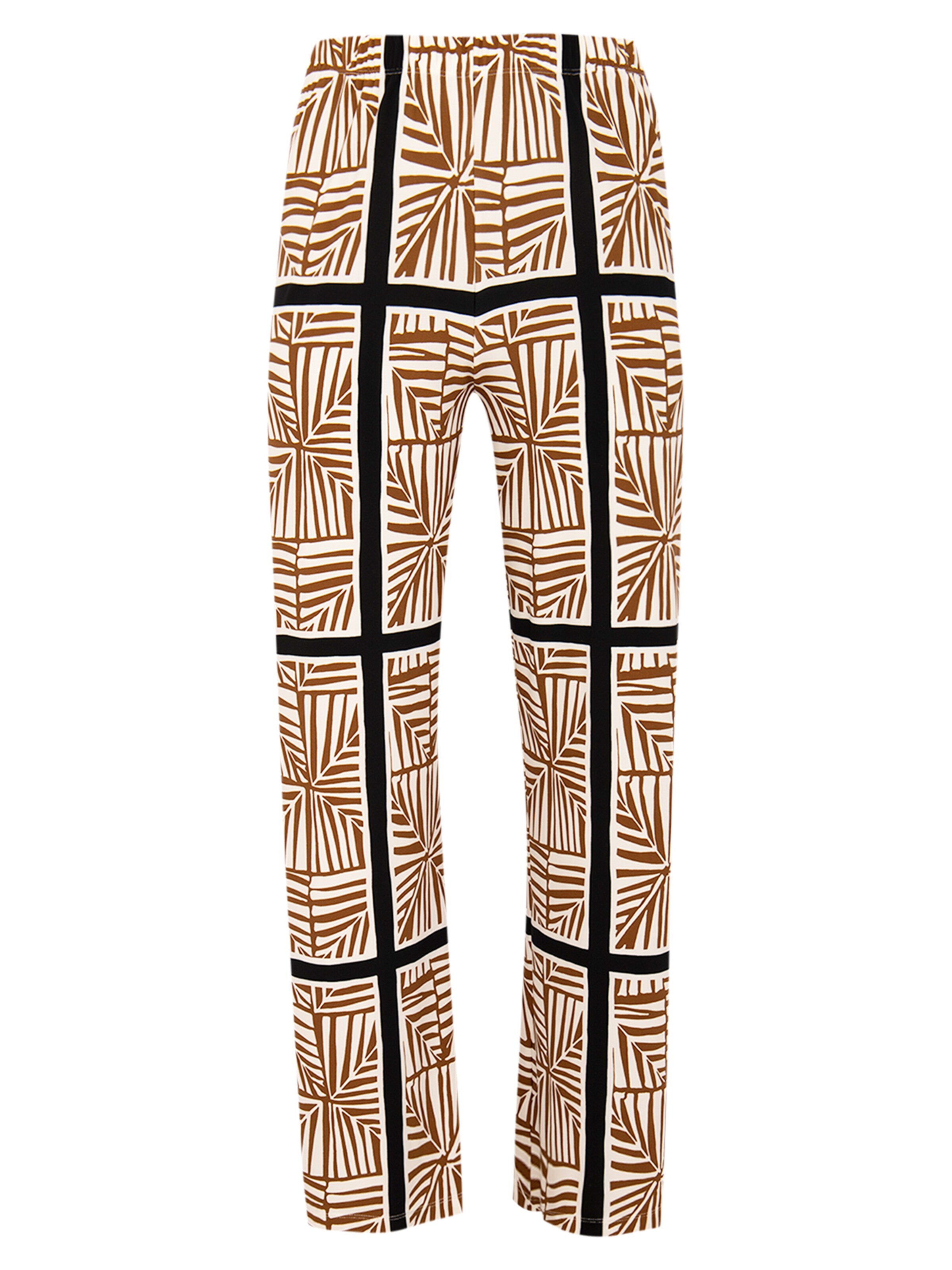 YOEK Wide leg Broek in Beige: voorkant